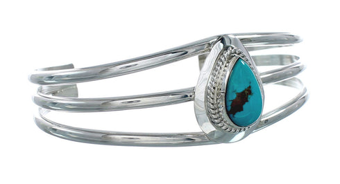 Turquoise Navajo Sterling Silver Tear Drop Cuff Bracelet X10392